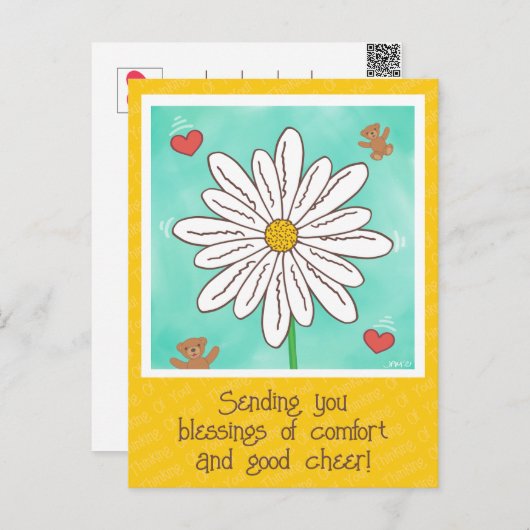 Zoe Bloemetje Met Teddyberen Beterschap Briefkaart (Voorkant / Achterkant)