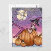 Zoe - carte postale de sorcière de citrouille (Devant / Derrière)