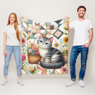 Zoe Cat op Bloemendek Cottagecore Fleece Deken