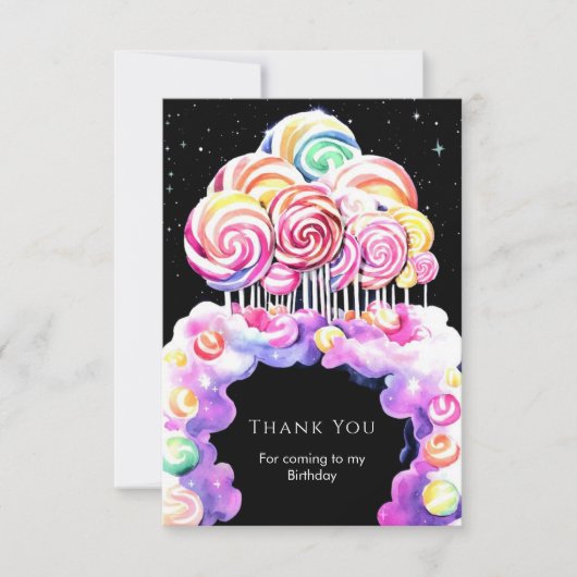 Zoe Creatieve Candyland Verjaardag Bedankkaart (Voorkant)