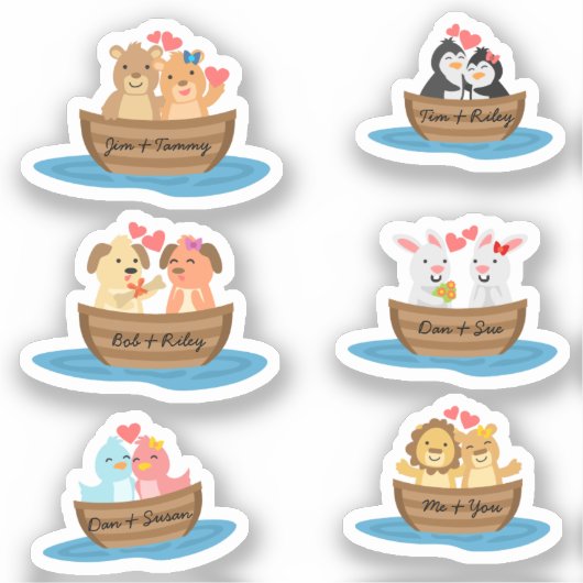 Zoe Cute Dierenkoppels Stickers (Voorkant)