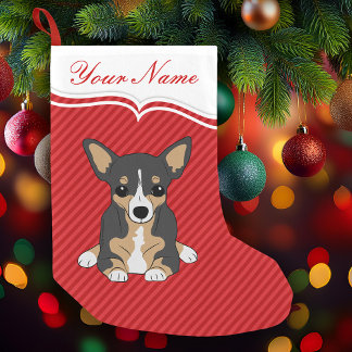 Zoe Cute Driekleurige Chihuahua Rode Strepen Kleine Kerstsok
