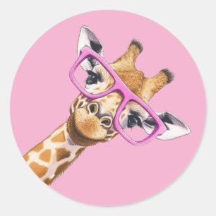 Zoe Giraf met Roze Bril Aesthetic Sticker