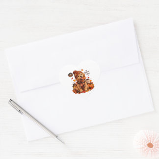 Zoe herfst hondensticker | Gezellige herfst pup-de Hart Sticker