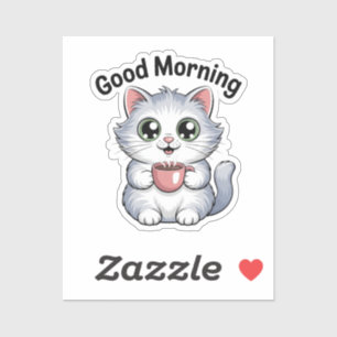 Zoe Kat met Koffie “Goedemorgen” Sticker