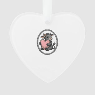 Zoe Koe Hart Vintage Gravure Boerderij Shirt Ornament