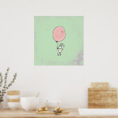 Zoe lief konijn met ballon poster (Keuken)