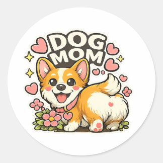 Zoe Moeder Corgi Sticker Kawaii Bloem,Hart kunst