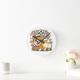 Zoe Moeder Corgi Sticker Kawaii Bloem,Hart kunst Ronde Klok