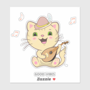 Zoe Muziektabby Gemberkaramelkat Sticker