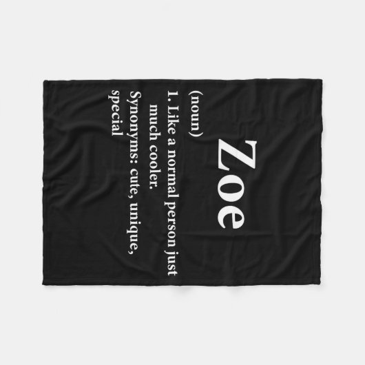 Zoe Name Definition Funny D Fleece Deken (Voorkant (Horizontaal))