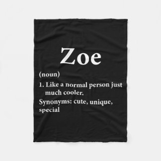 Zoe Name Definition Funny D  Fleece Deken