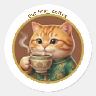 Zoe Oranje Kat Drinkt Thee Koffie Sticker
