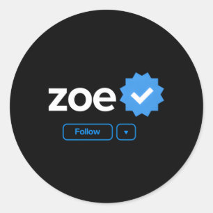 Zoë Voornaam Geverifieerde badge Social Media Zoe Ronde Sticker