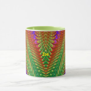 ZOE ~ Zany 3D ~ Groen, rood, Sinaasappel en Paarse Mok
