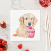 Zoeete Goudkleurige Retriever Cupcake Waterverf Pu Servet (Insitu)