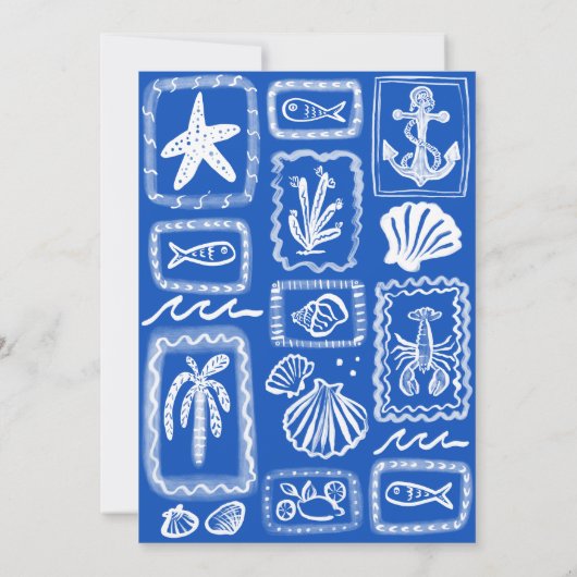 Zoei Vis Handgetekende Zoete Strand Custom Save The Date (Achterkant)