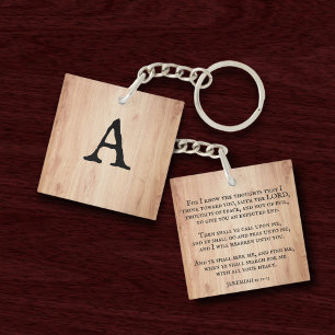 Zoek de Here Jeremia vers Christelijk monogram Sleutelhanger