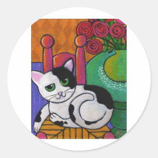 Zoek de kat ronde sticker