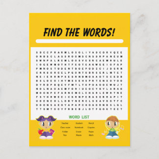 Zoek de woorden, Word-zoekkaart Briefkaart