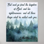Zoek eerst het Koninkrijk van God (Matteüs 6:33) Poster (Voorkant)