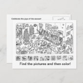 Zoek en kleur kerstscène feestdagenkaart (Voorkant / Achterkant)