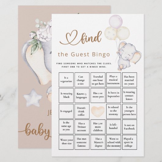 Zoek het ganzenmeisje van het gastbingo Elephant & (Voorkant / Achterkant)