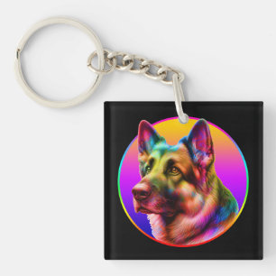 ZOEK HOND KLEURRIJKE REGENBOOG SLEUTELHANGER