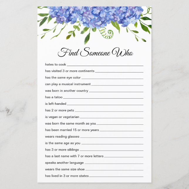 Zoek iemand die papier blad (Voorkant)