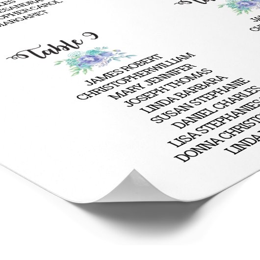 Zoek je tabelnummer - Zitdiagram Poster (Hoek)