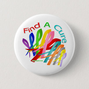 Zoek naar een zuivere kleurrijke kankerstaart ronde button 5,7 cm