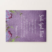 Zoek naar God Eerste Inspirerend Paarse Floral Legpuzzel (Horizontaal)