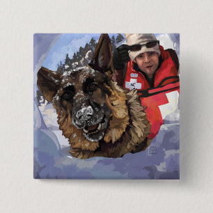 Zoeken en redden vierkante button 5,1 cm