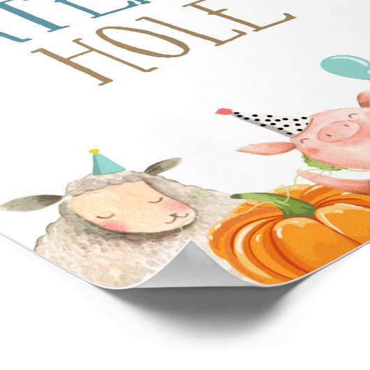 Zoekende eenhoevige landbouwhuisdieren pompoenjong poster (Hoek)