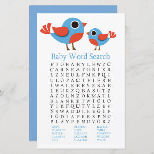 Zoekgame VogelBaby shower Word