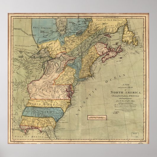 zoekkaart van Amerika (1771) Poster (Voorkant)