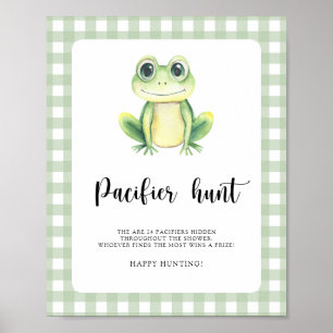 zoektocht naar fopspeen kikker baby shower spel poster