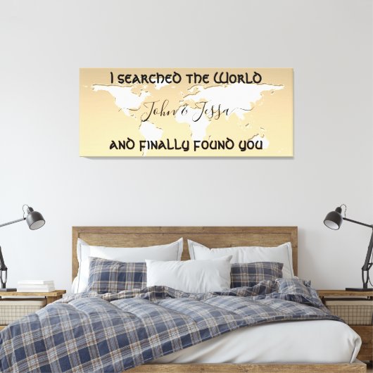 Zoekwereld en persoonlijke WEDDING gevonden Canvas Afdruk (Insitu (Slaapkamer))