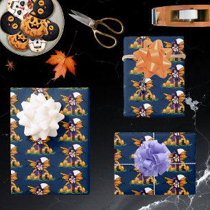 Zoele Halloween Fee Pompoenveld Zwarte Kat Inpakpapier Vel