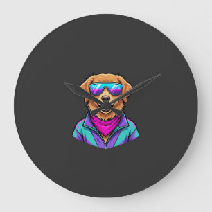Zoele Honden Zonnebril Retro Neon Kunst_1 Grote Klok