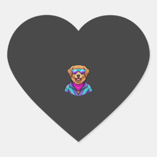 Zoele Honden Zonnebril Retro Neon Kunst_1 Hart Sticker