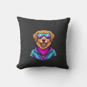 Zoele Honden Zonnebril Retro Neon Kunst_1 Kussen