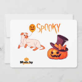 Zoele spookhond Geest & Pompoen Halloween ontwerp Kaart