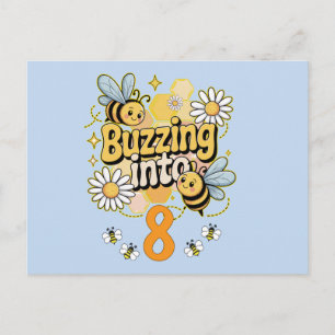 Zoemend Naar Aangepaste Naam en Leeftijd Cute Bij Briefkaart