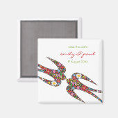 Zoenen Zwaluw Vogels Lente Bloemen Bewaar de datum Magneet (Voorkant / Achterkant)