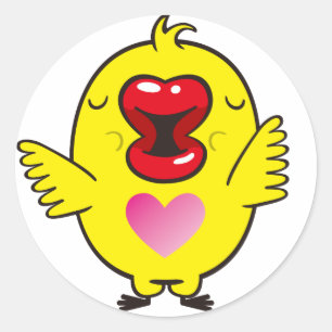 zoenend kuiken ronde sticker