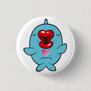 zoenende dolfijn ronde button 3,2 cm