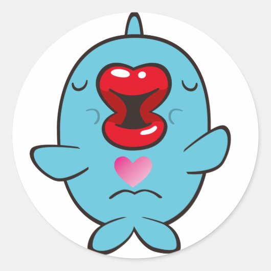 zoenende dolfijn ronde sticker (Voorkant)
