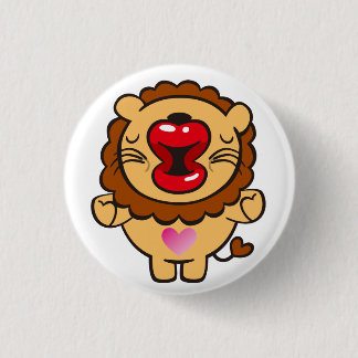zoenende leeuw ronde button 3,2 cm