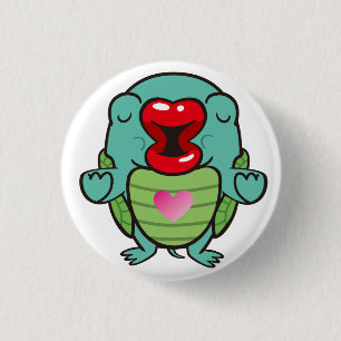zoenende schildpad ronde button 3,2 cm